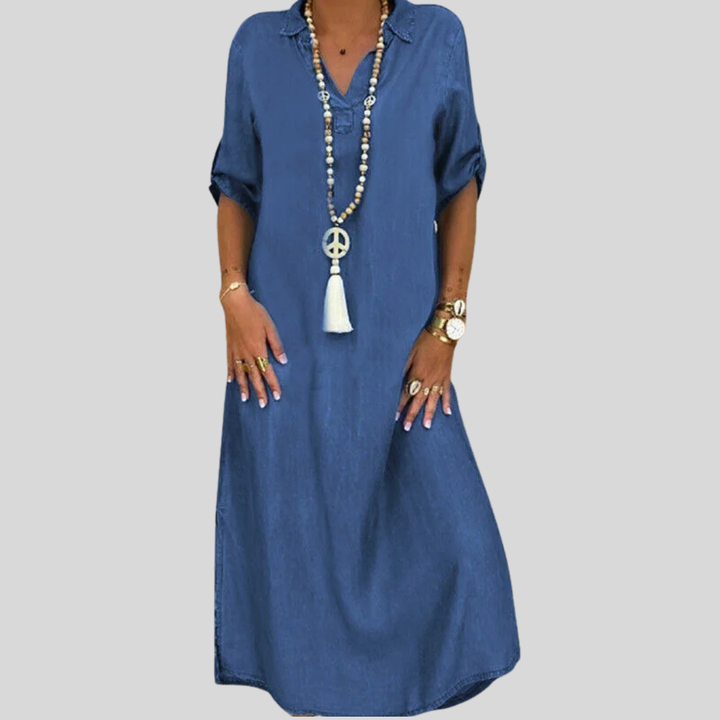 Malene™ | Comfortable Shirt Dress in Denim