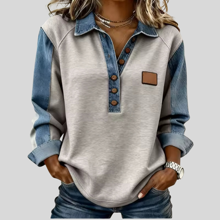 Rosy™ | Stylish Denim Collar Sweater