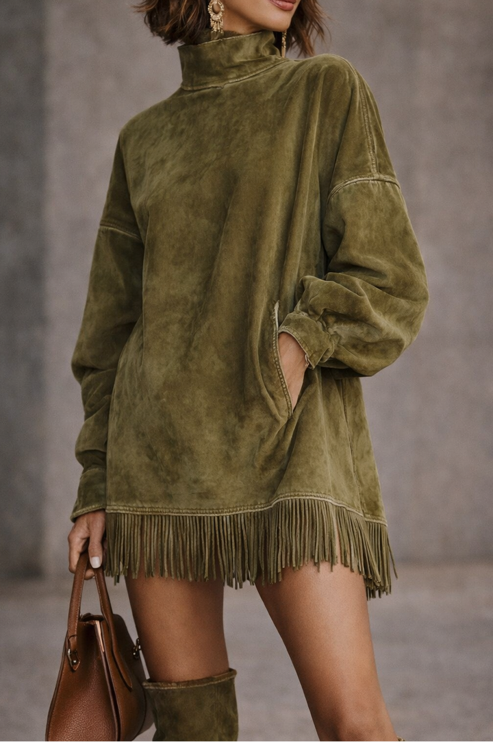 HARRIET| Fringe Detail Relaxed Tunic Dress