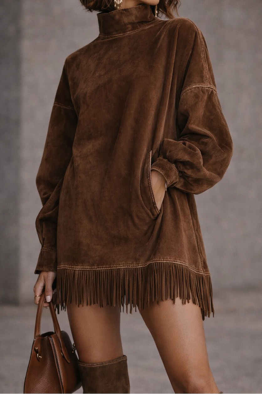 HARRIET| Fringe Detail Relaxed Tunic Dress