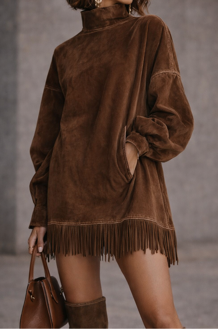HARRIET| Fringe Detail Relaxed Tunic Dress
