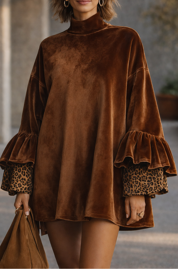 JANET | Statement Flounce Sleeve Relaxed Mini Dress