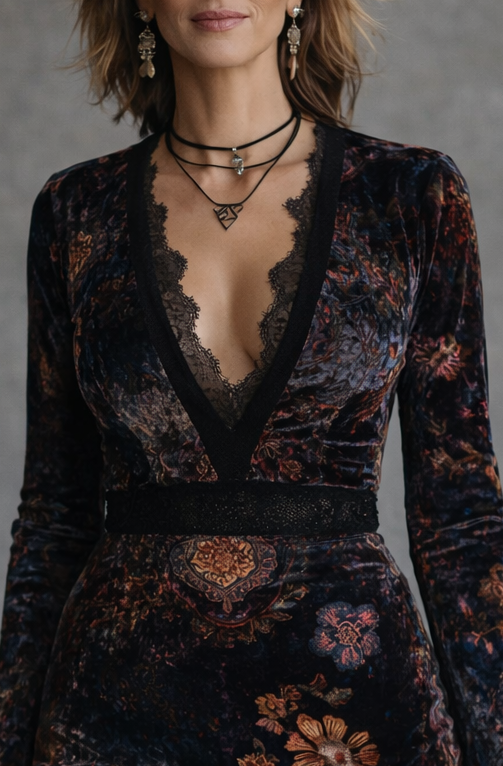 ELEANOR | Elegant Floral Lace Trim Mini Dress
