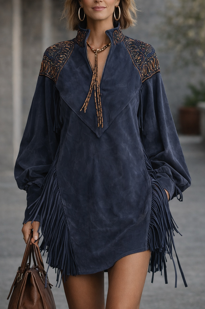 PATRICIA | Embroidered Tassel Statement Dress