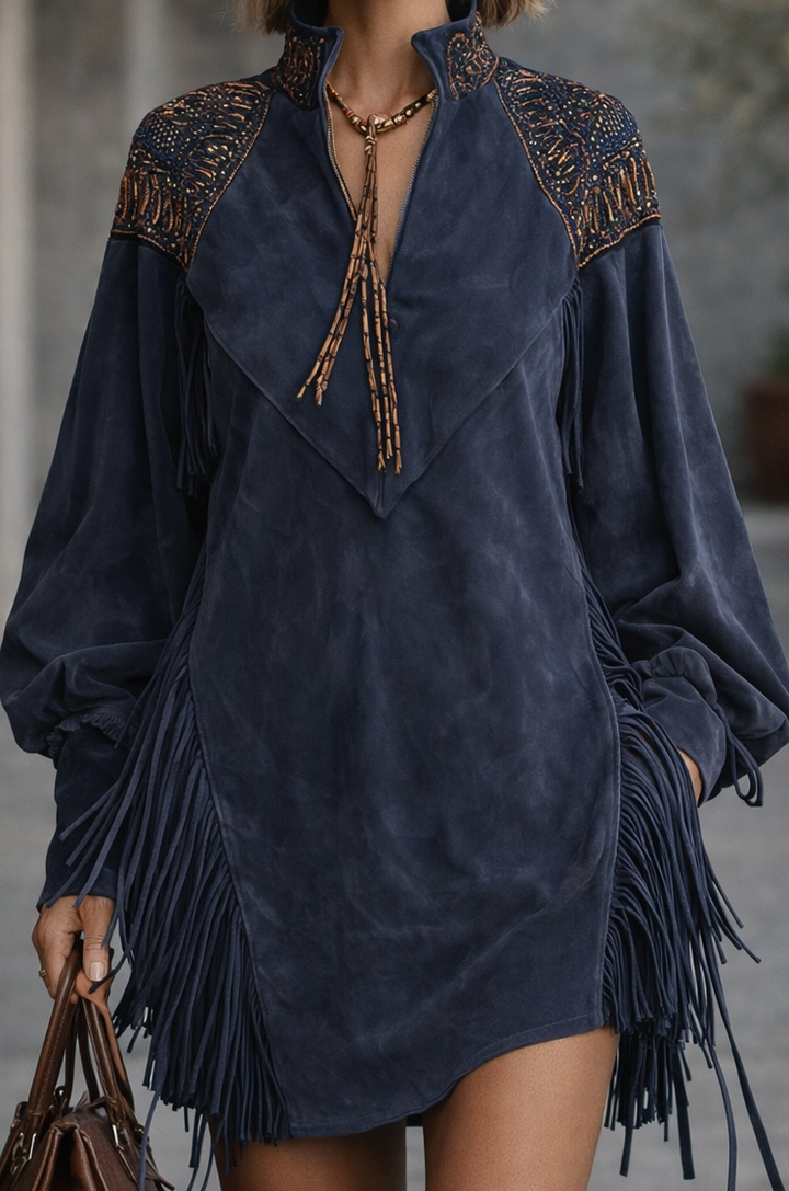 PATRICIA | Embroidered Tassel Statement Dress