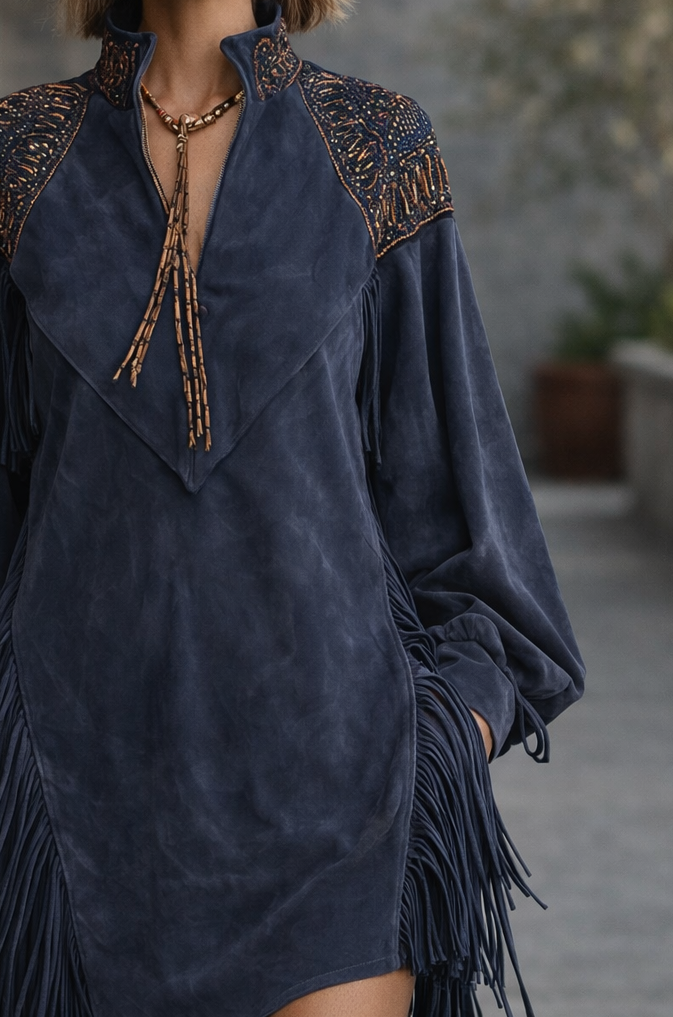 PATRICIA | Embroidered Tassel Statement Dress