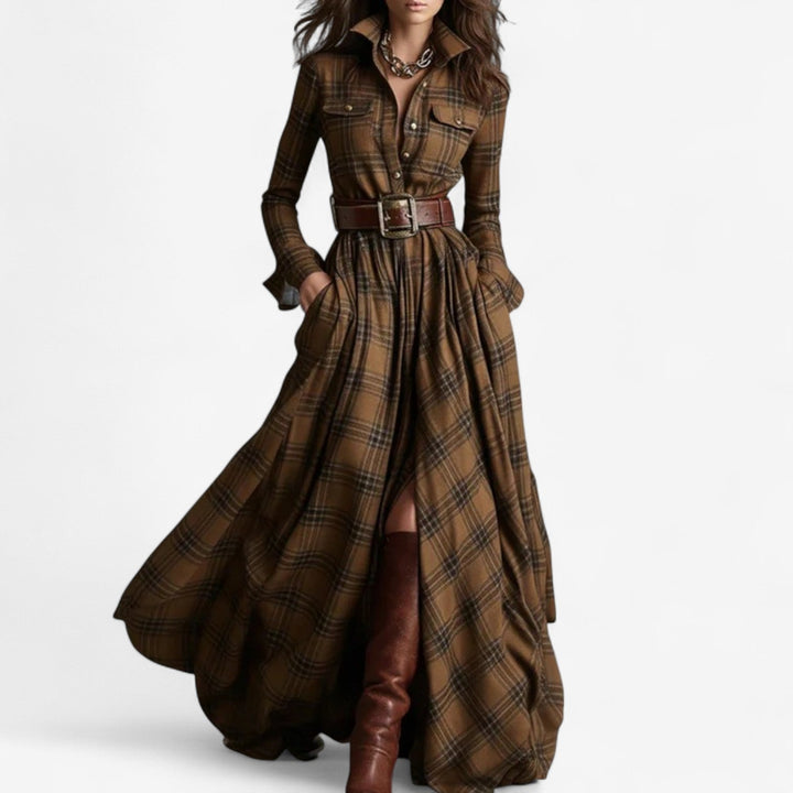 Abigail™ Maxi Dress with Timeless Check Patternrn