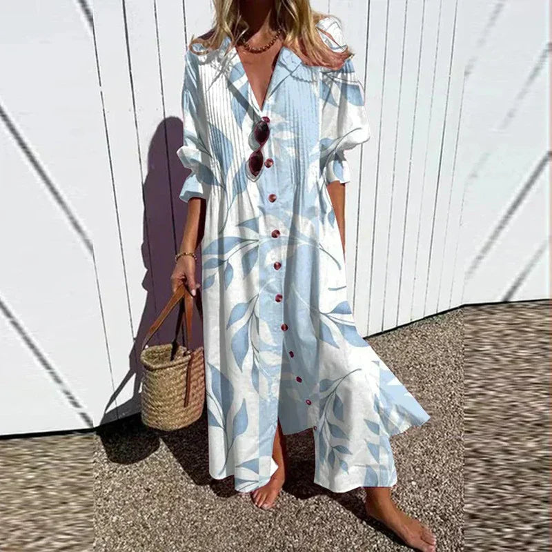Merita - Boho Maxi Dress With V Neck For Women
