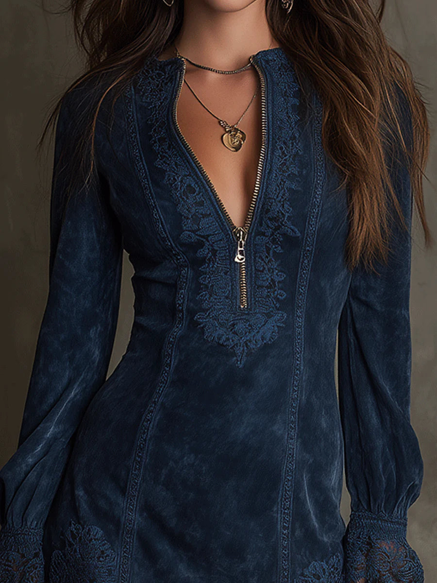 DEBORAH | Elegant Lace Bell-Sleeve Mini Dress