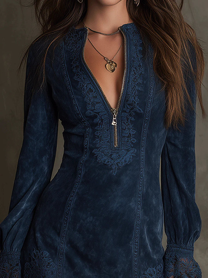 DEBORAH | Elegant Lace Bell-Sleeve Mini Dress