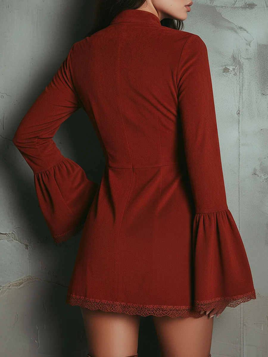 Patricia | Vintage Embroidered Bell Sleeve Mini Dress