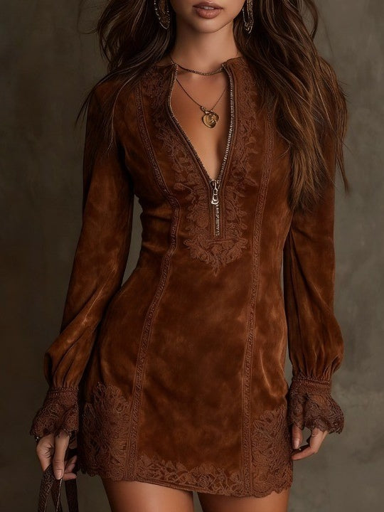 DEBORAH | Elegant Lace Bell-Sleeve Mini Dress